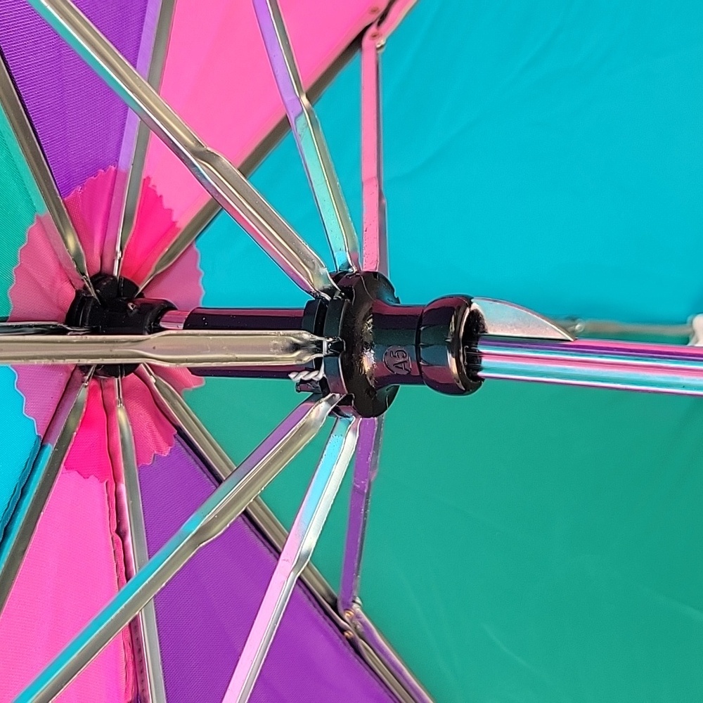 90's Colorful Umbrella. Irw International Rainwear 29" Handle 39" Across. View 4